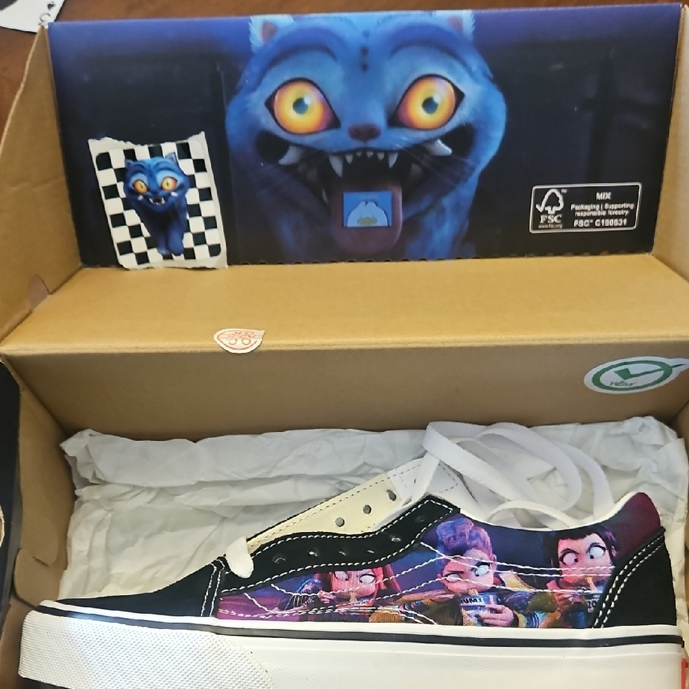 Vans Kids Black and White Sneakers with Colorful Character Design - Picture 3 of 7